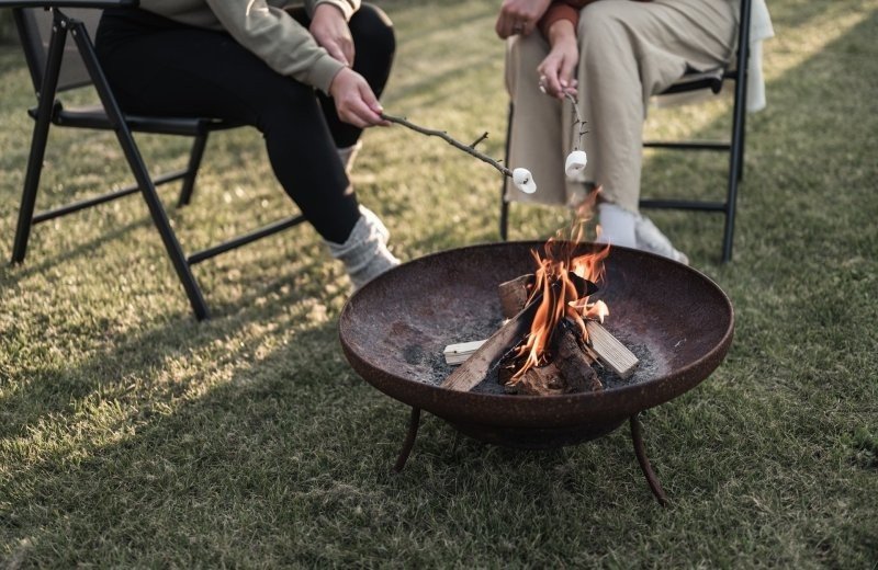 Camping hazenoord kampvuur met marshmallows